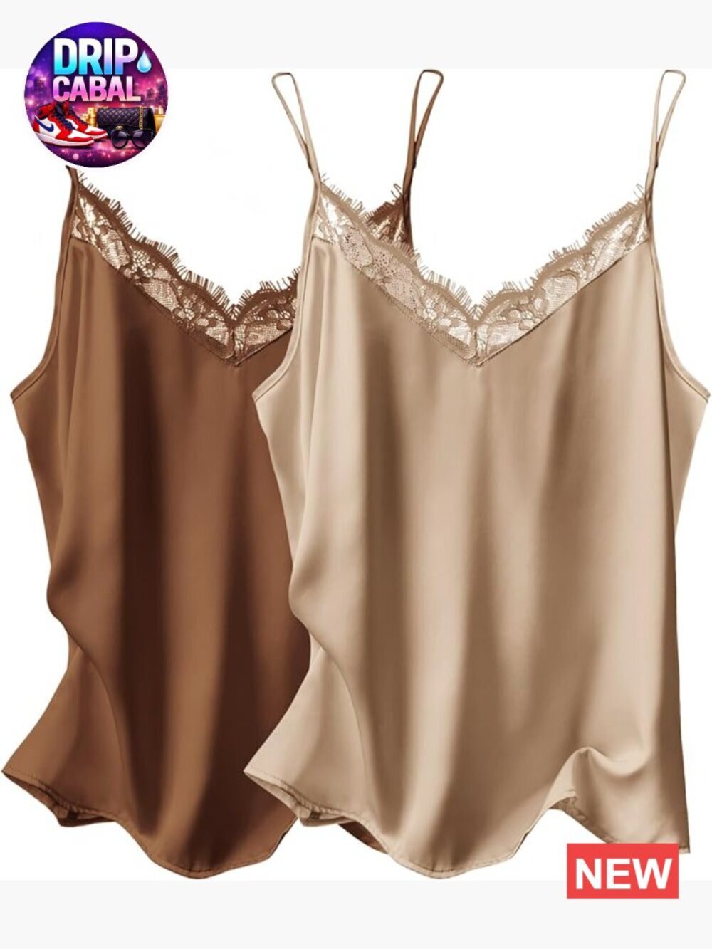 Satin Lace Camisole Tank Top V Neck Spaghetti Strap Sleepwear